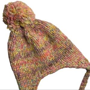 NWOT Free People Pastel Pink Fox Trot Trapper Pom Pom Chunky Knit Hat Winter